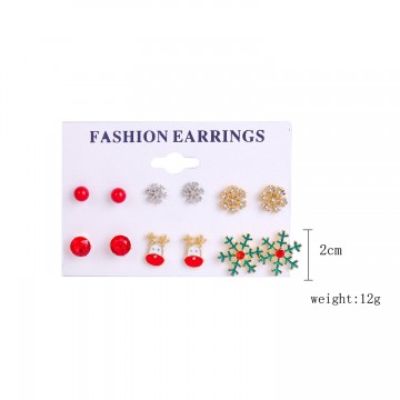 Wholesale 6 Pairs Sets Christmas Earrings, Christmas Ear Stud